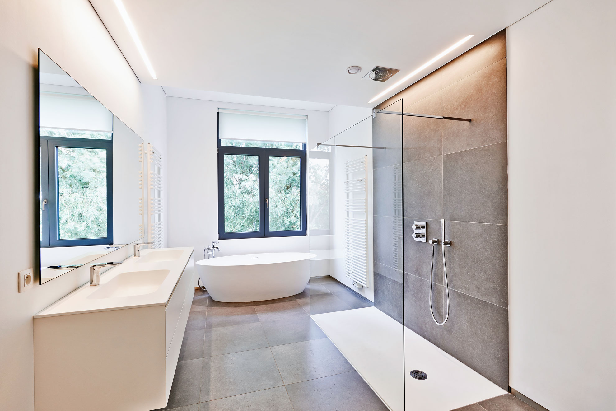 Photo of a luxury modern bathroom in a family home in Huddersfield